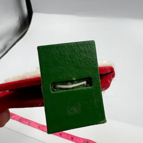 VTG Rubber Face Santa Claus Shelf Sitter Display Wood Felted Flocked MCM 1950 - Picture 3 of 10